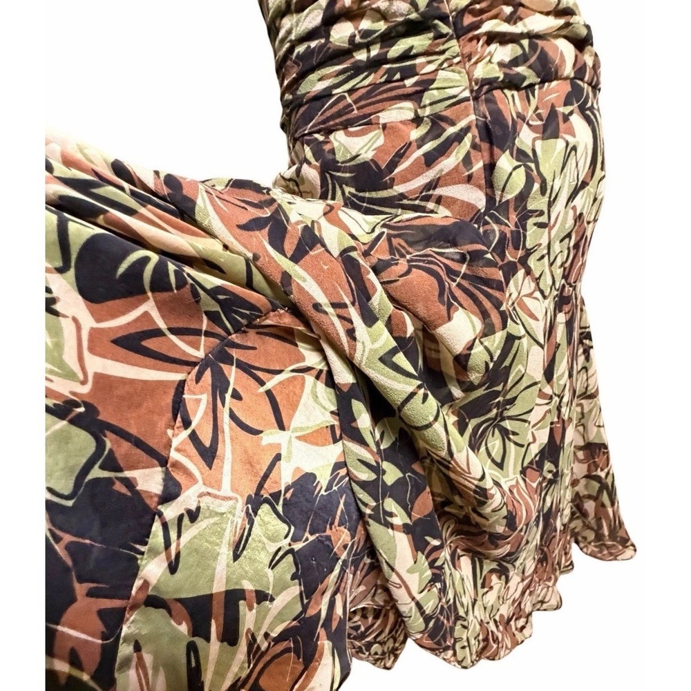 Donna Ricco Silk Halter Midi Dress 4 Ruched Floral Chiffon Boho - Picture 7 of 14